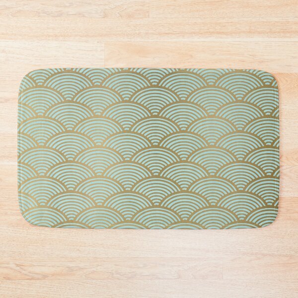 Item preview, Seigaiha, Japanese Wave Crest Pattern, Mint Green and Gold designed and sold by meggydesigns.