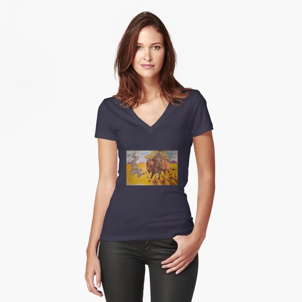 Item preview, Fitted V-Neck T-Shirt designed and sold by zeegreeable.