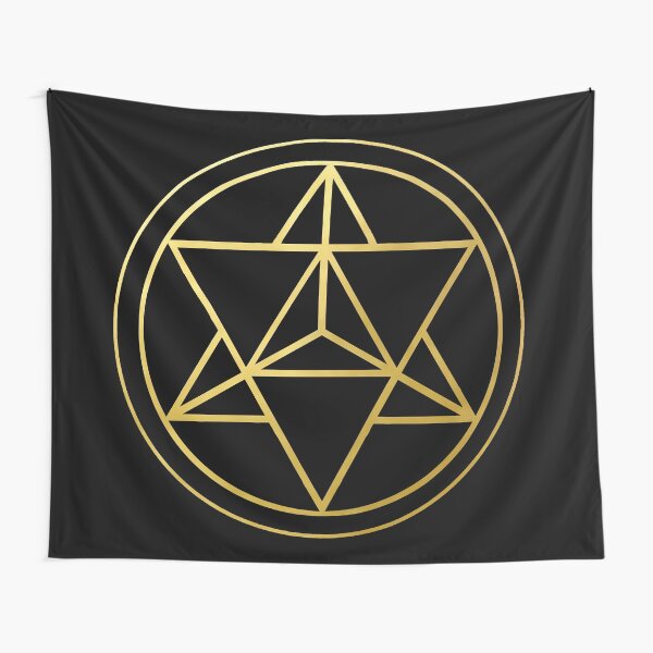 Item preview, Merkaba Star Tetrahedron gold sacred geometry kabbalah mandala protection symbol Star of David  designed and sold by Michallandsberg.