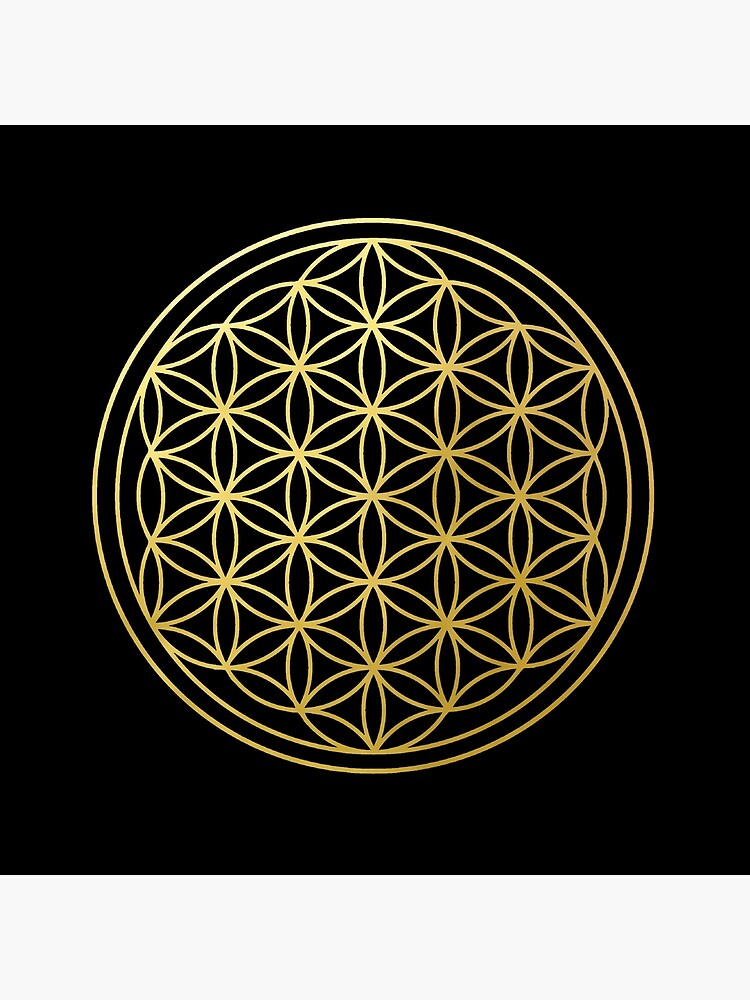 The Flower Of Life Gold Mandala Sacred Geometry Spiritual Protection Symbol Art Board Print By Michallandsberg Redbubble