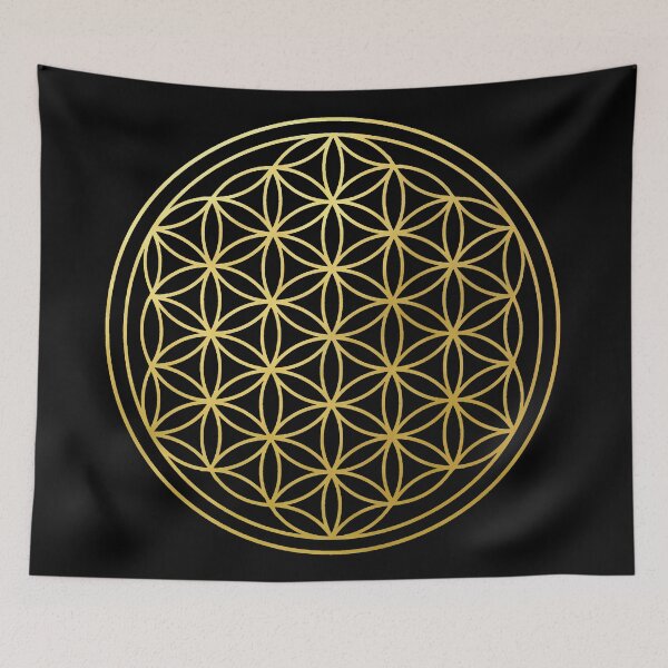 Item preview, The Flower Of Life gold mandala sacred geometry spiritual protection symbol designed and sold by Michallandsberg.