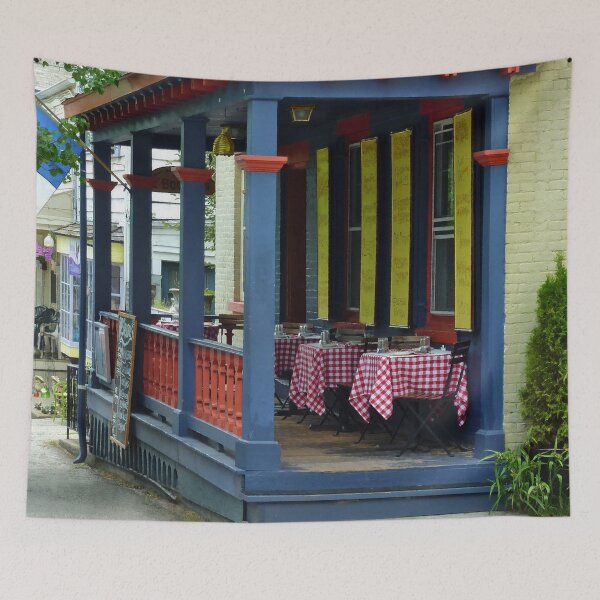 Item preview, Cold Springs NY - Outdoor Cafe with Checkered Tablecloths designed and sold by Susan Savad.