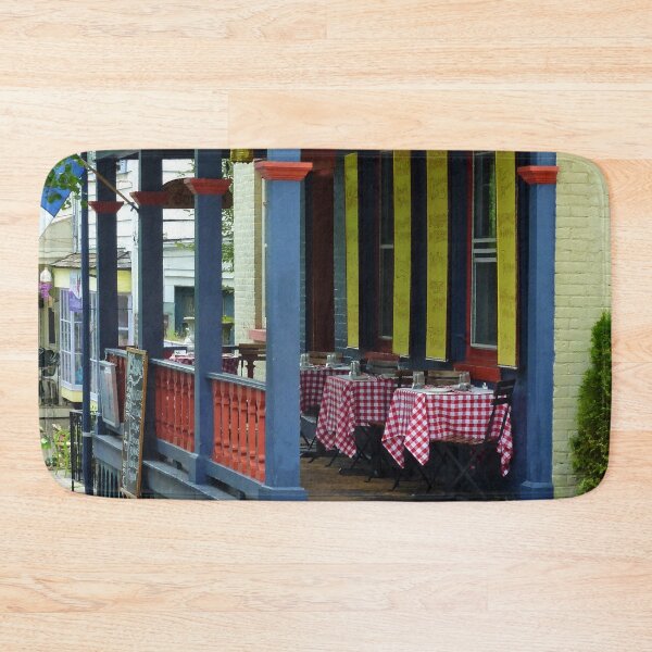 Item preview, Cold Springs NY - Outdoor Cafe with Checkered Tablecloths designed and sold by Susan Savad.