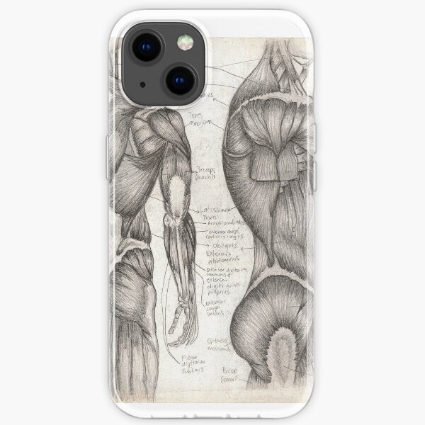 Seite und Bein mit Bleistift gezeichnet. Von Hand grob gezeichnet und beschriftet. iPhone Flexible Hülle