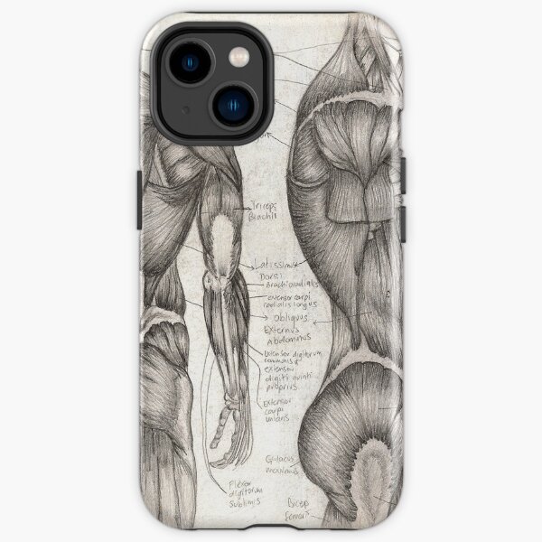 Seite und Bein mit Bleistift gezeichnet. Von Hand grob gezeichnet und beschriftet. iPhone Robuste Hülle