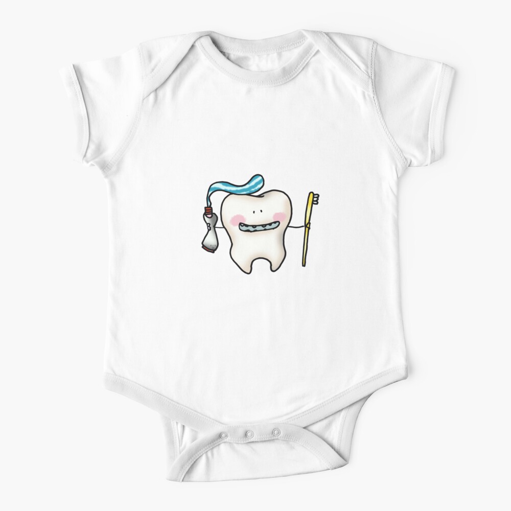 Body Para Bebe Caricatura De Diente Blanco Lindo De Cutecartoon Redbubble