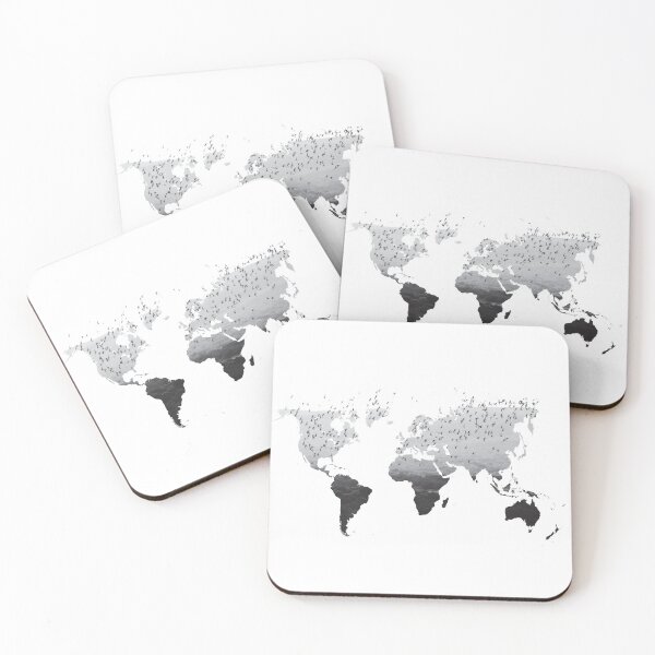 Item preview, World Map Flying Birds Black and White  designed and sold by Inogitna Designs.