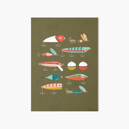 Fishing Lures Green Art Board Print for Sale by allisonrdesign