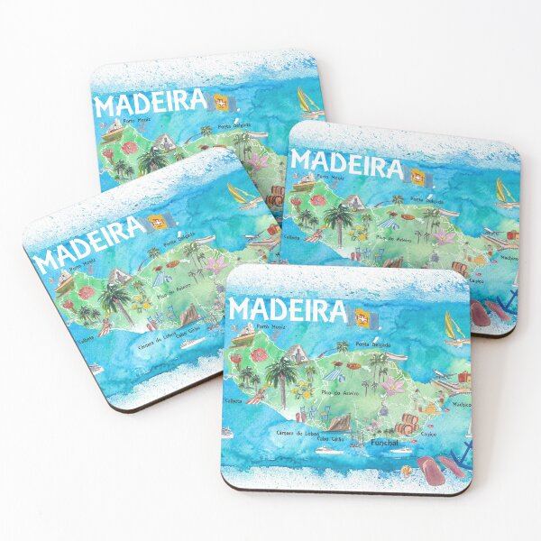 Item preview, Madeira Portugal Island Illustrated Map with Landmarks and Highlights designed and sold by artshop77.