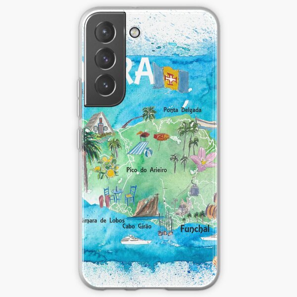 Madeira Portugal Island Illustrated Map with Landmarks and Highlights Samsung Galaxy Soft Case