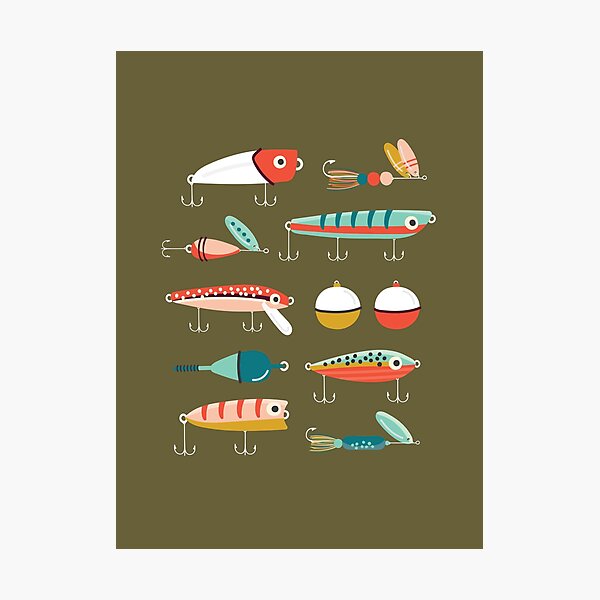 Vintage Fishing Lure Illustration Photographic Print for Sale by ElleMars