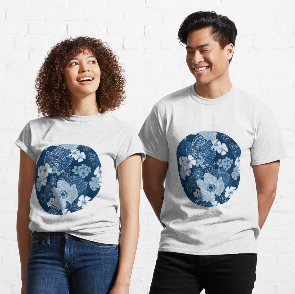 Classic Blue Poppies Classic T-Shirt