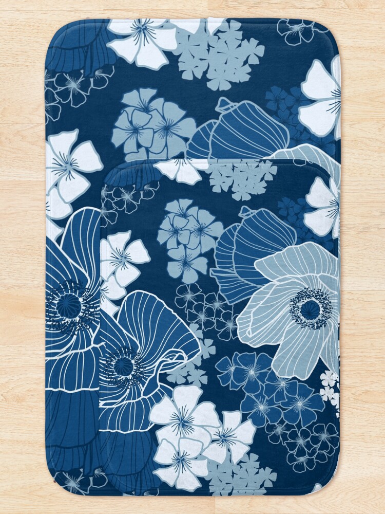 Alternate view of Classic Blue Poppies Bath Mat