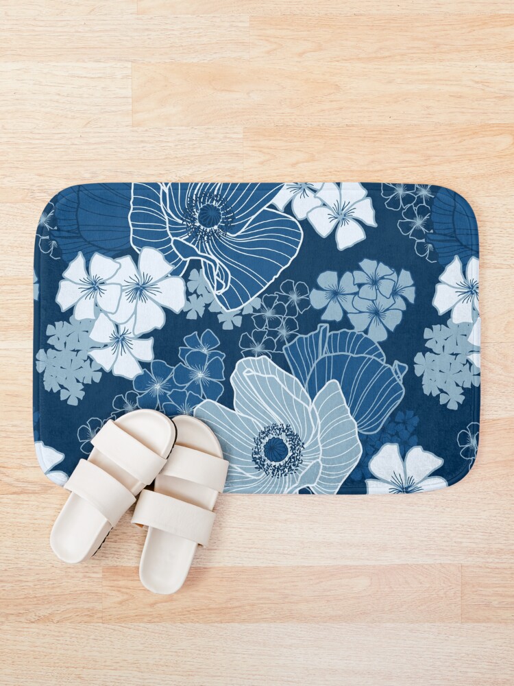 Alternate view of Classic Blue Poppies Bath Mat