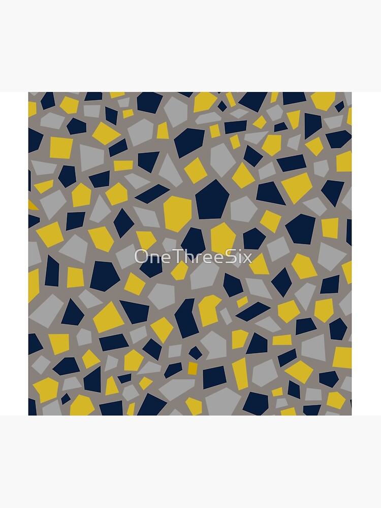 "Grey, Mustard Yellow and Navy Blue Mosaic " Shower Curtain for Sale by