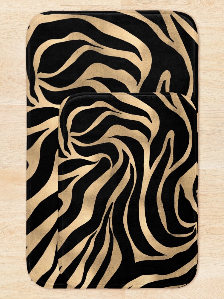 Alfombra de baño «Elegante estampado de cebra dorado metálico con