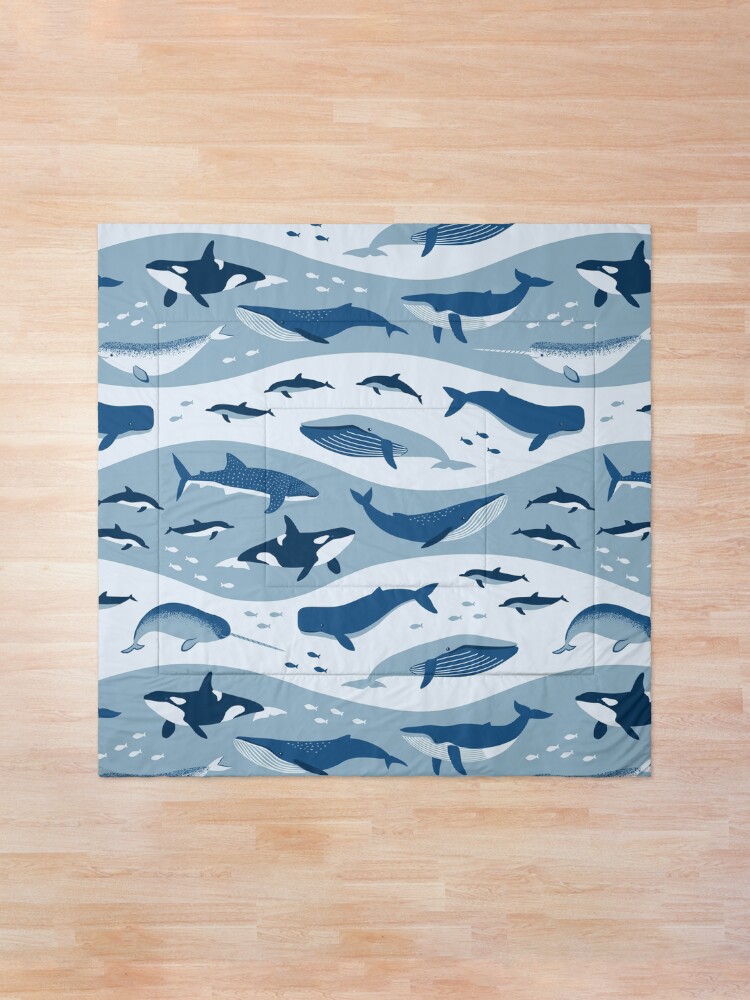 Alternate view of Whale Songs in Blue Waves Comforter