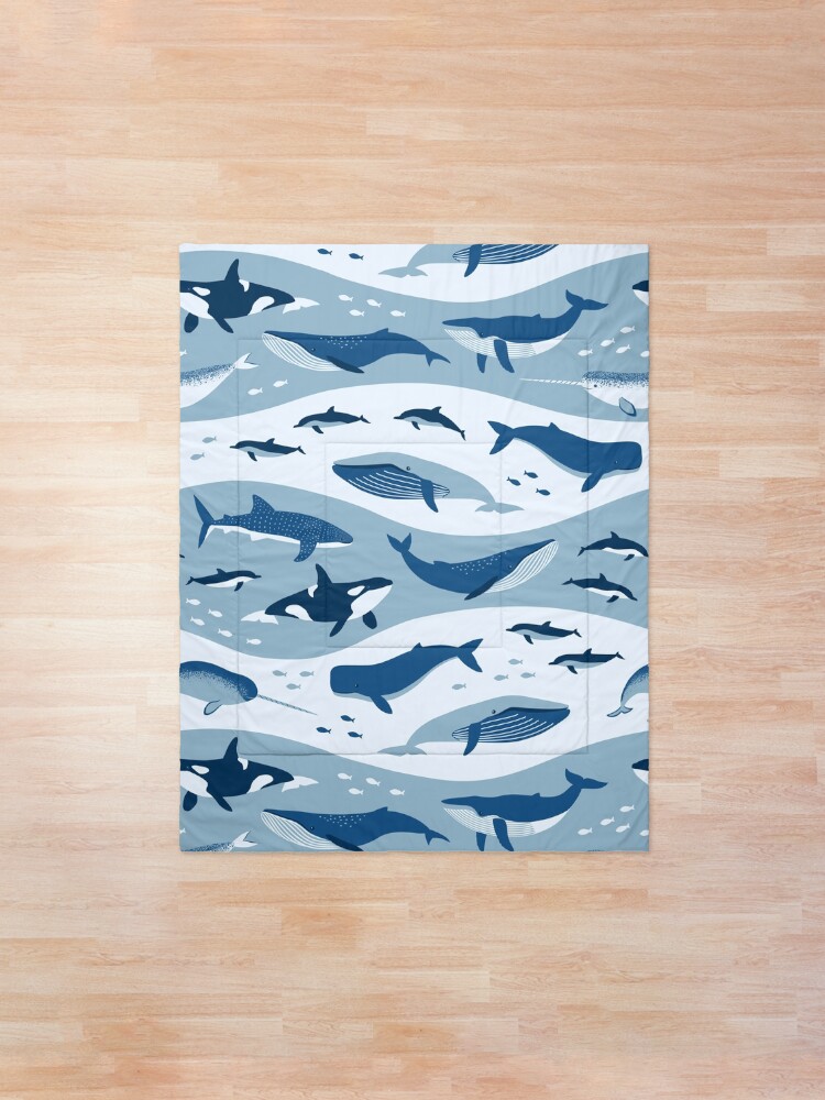 Alternate view of Whale Songs in Blue Waves Comforter