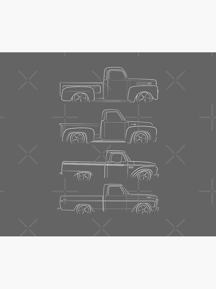 Evolution of the Ford Pickup (1948-1971) - stencil by mal-photography