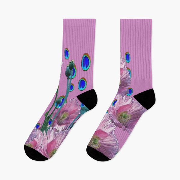 Item preview,  PINK POPPIES FLOWER GARDEN & BLUE PEACOCK ART designed and sold by sharlesart.