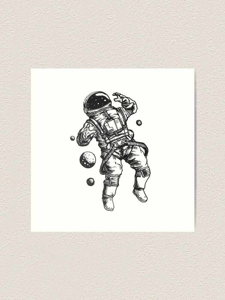 Spaceman Fantasy Art Pencil Drawing High Quality Signed A4 Print 