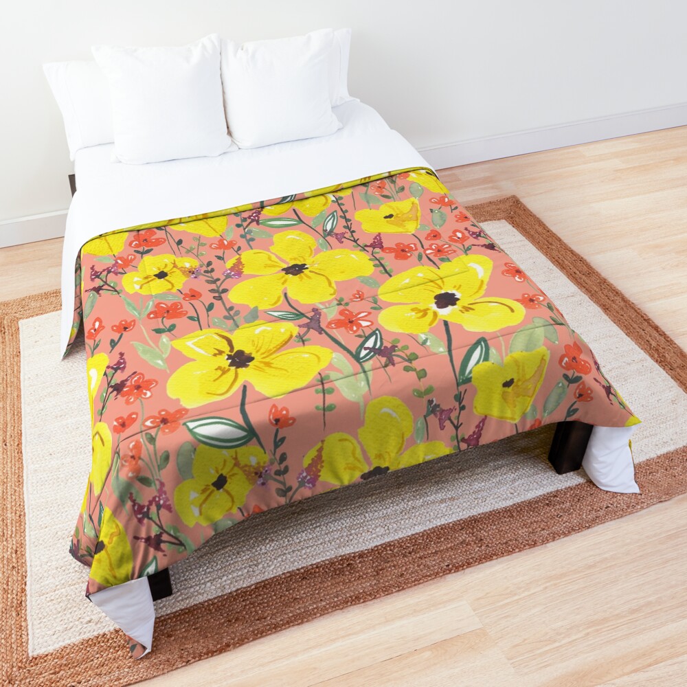 Gelbe Wiesen Blumen Tagesdecke
