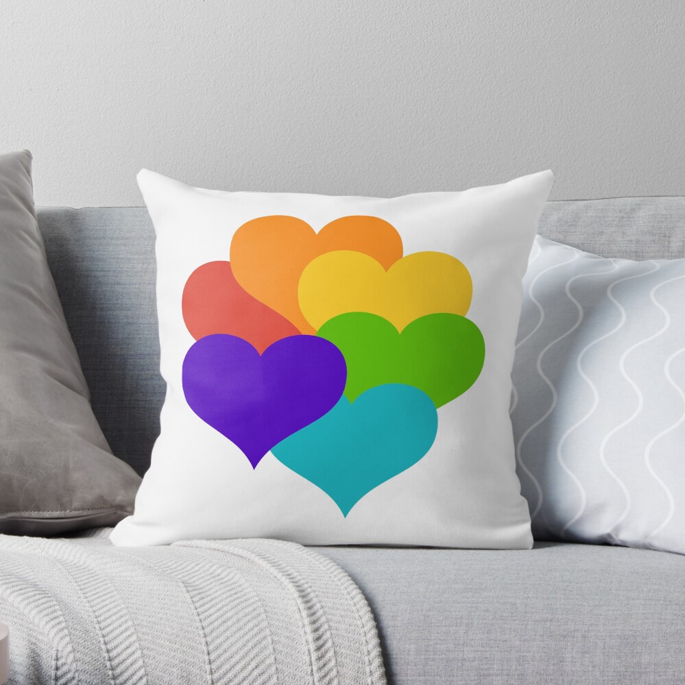 rainbow hearts Throw Pillow