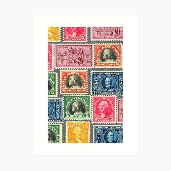 US Postage Stamp Collage - ZOOMED IN Sticker for Sale by