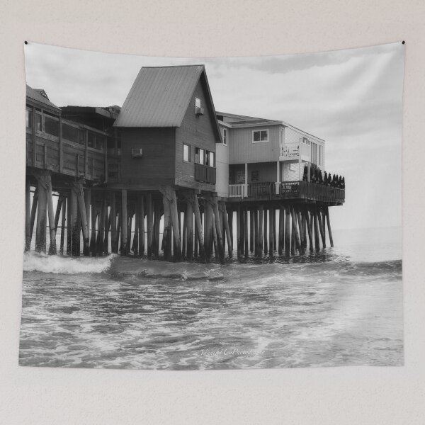 Item preview, Old Pier, Old Orchard Beach, Maine - Black and White designed and sold by Yannik Hay.