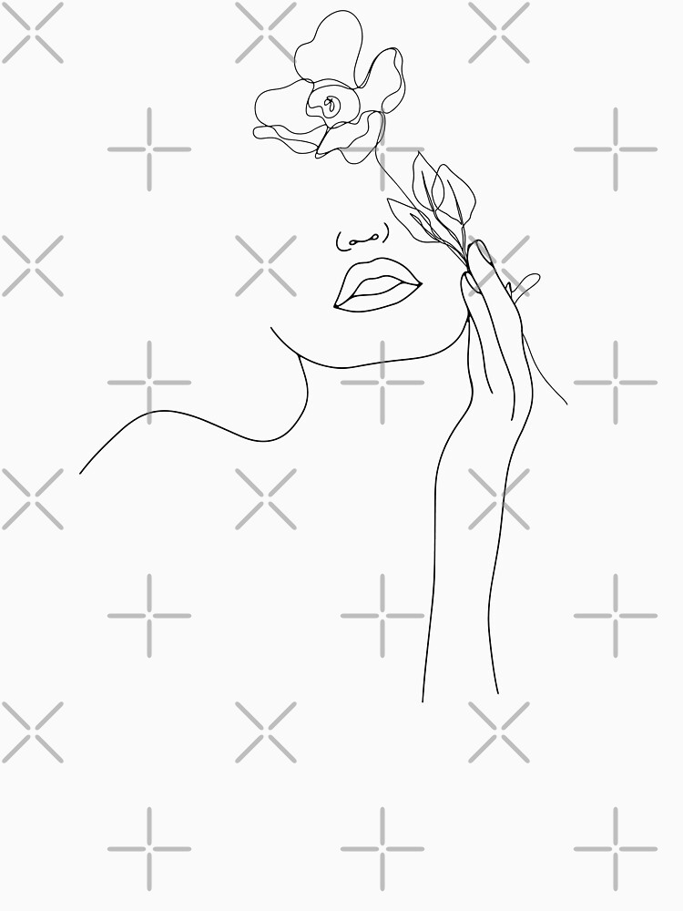 Abstract Line Art Woman With Flowers by UtArt