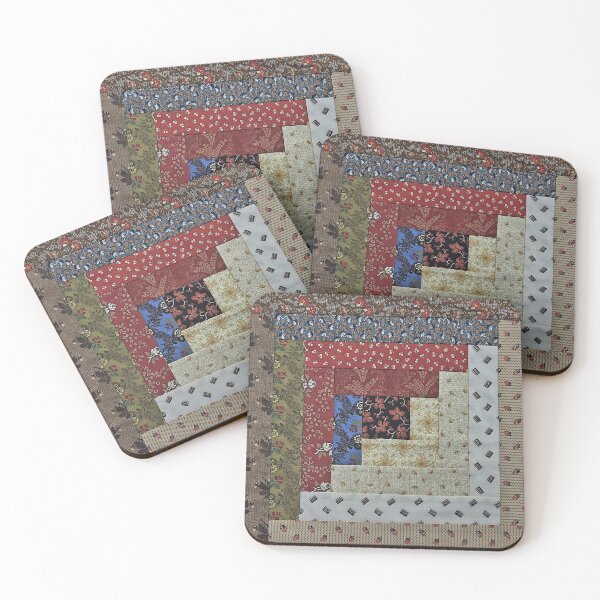Item preview, Vintage Log Cabin Quilt Block Artwork designed and sold by FuzzyHoney.