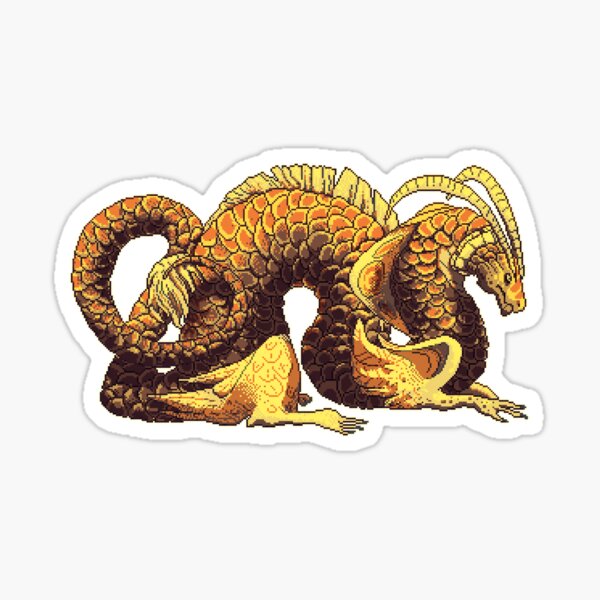 gold pixel dragon Sticker