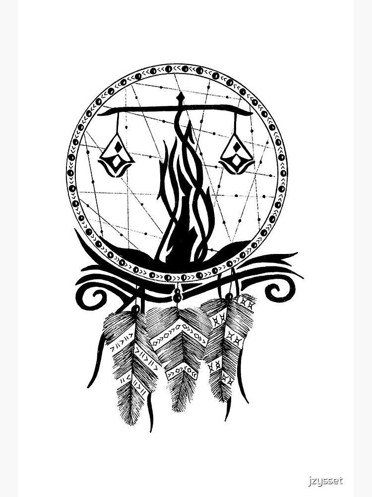 Black and white tribal zodiac dreamcatcher line art *Libra* Art Board  Print for Sale by jzysset