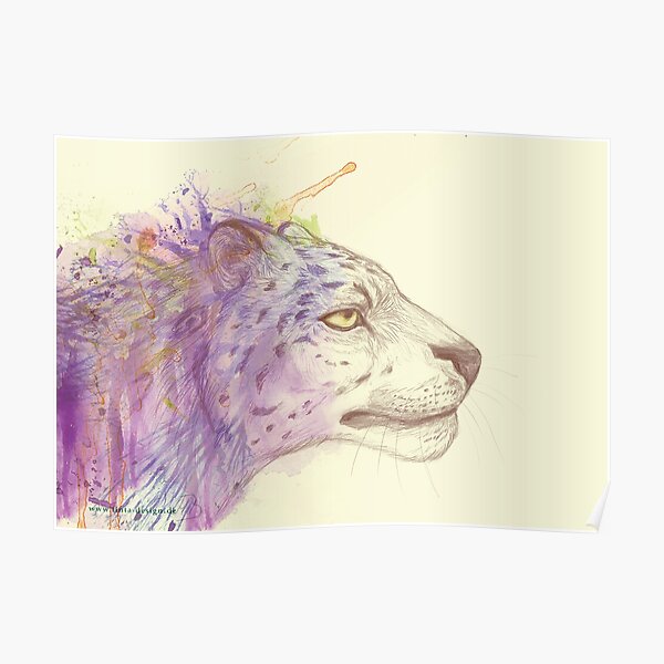 Snow Leopard (by marthalaufej tintadesign) Poster