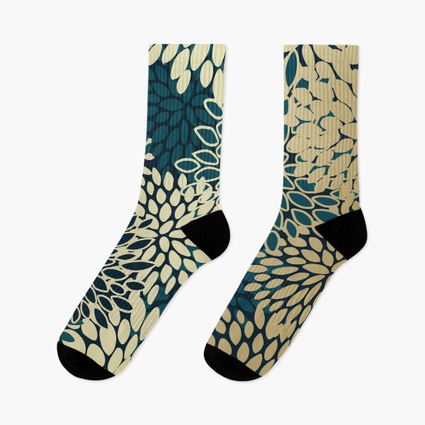 Item preview, Floral Pattern, Petal Blooms, Teal Green and Gold designed and sold by meggydesigns.