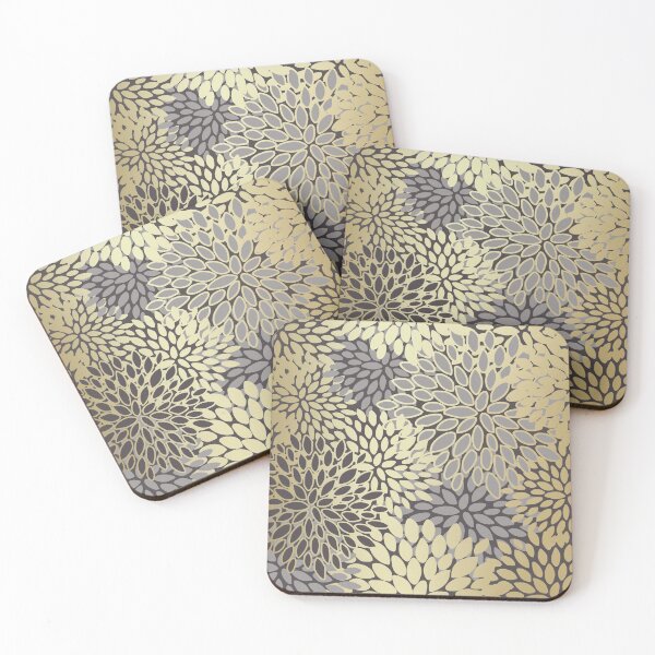 Item preview, Floral Decor Pattern, Petal Blooms, Grey and Gold designed and sold by meggydesigns.