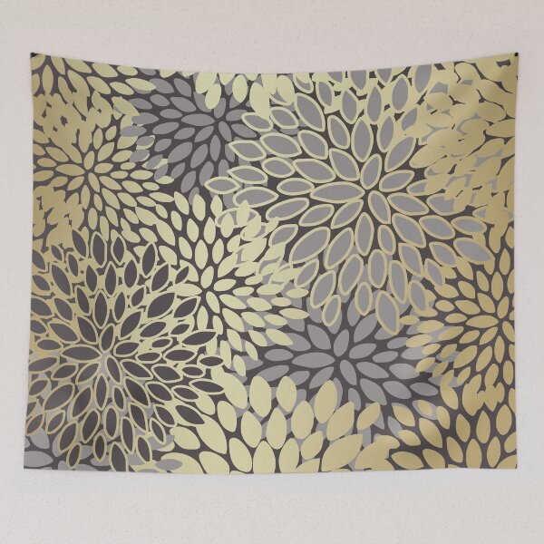 Item preview, Floral Decor Pattern, Petal Blooms, Grey and Gold designed and sold by meggydesigns.