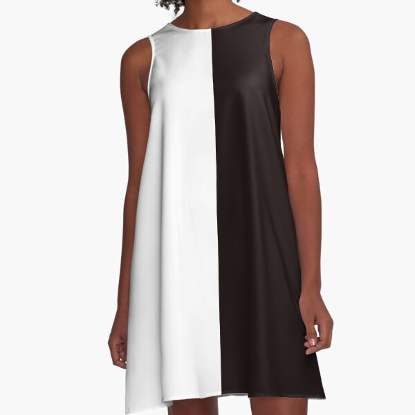 Half White Half Black A-Line Dress A-Line Dress