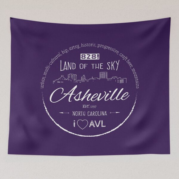 Item preview, of Asheville, NC - White on Purple designed and sold by Serena's Asheville Merch.