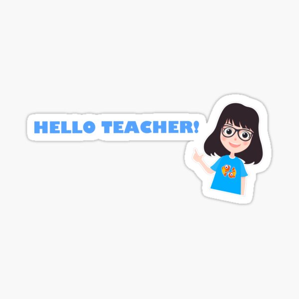 Palfish Hello Teacher Esl Design Black Hair Woman Sticker By Bridieelliott Redbubble