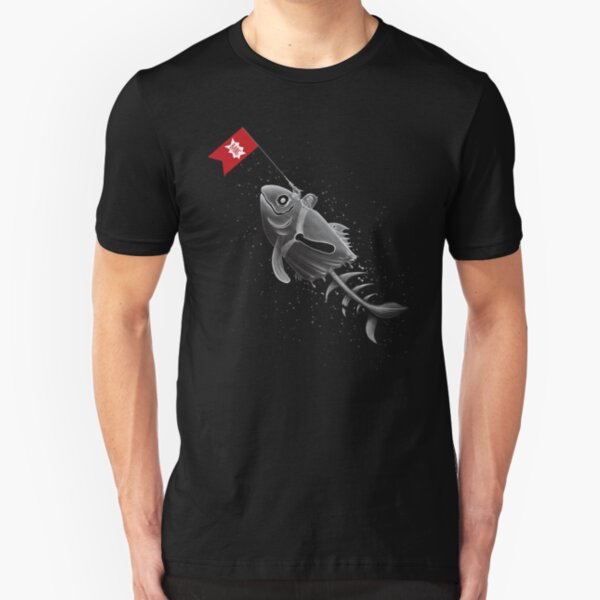 Fishbone is a Space Invader Without Gun Slim Fit T-Shirt