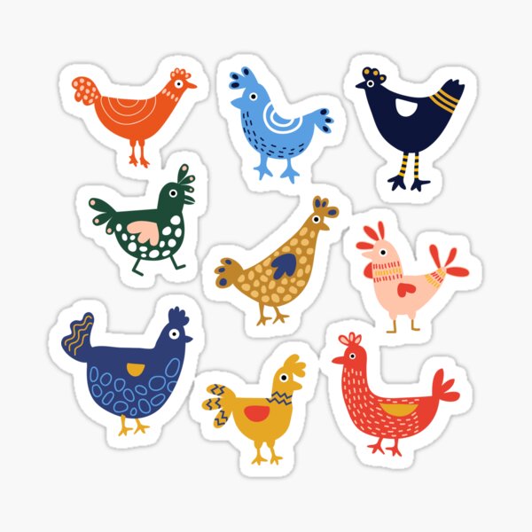 Cute and Colorful Chickens Stickers Sticker