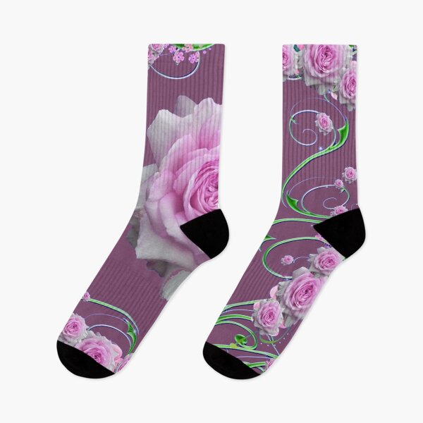 Item preview, PUCE PINK GARDEN ROSES SCROLLS GARDEN FANTASY ART designed and sold by sharlesart.