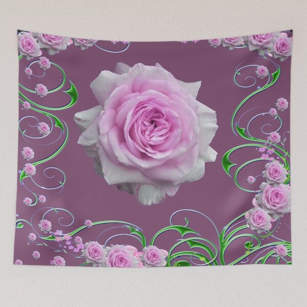 Item preview, PUCE PINK GARDEN ROSES SCROLLS GARDEN FANTASY ART designed and sold by sharlesart.