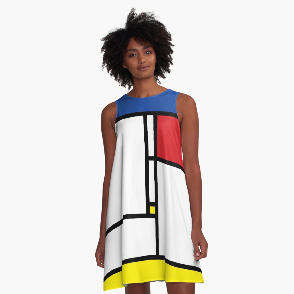 Mondrian Minimalist De Stijl Modern Art © fatfatin A-Line Dress