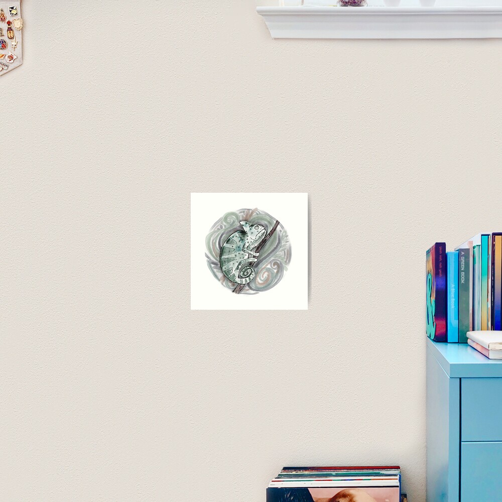 Chameleon / Chameleon Drawing / Chameleon Watercolor / Amphibian Art Art Print
