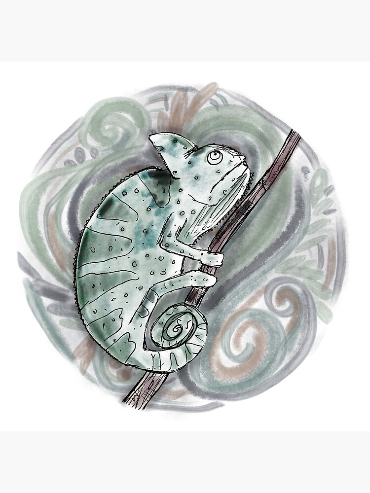 Chameleon / Chameleon Drawing / Chameleon Watercolor / Amphibian Art by lauramaxwell