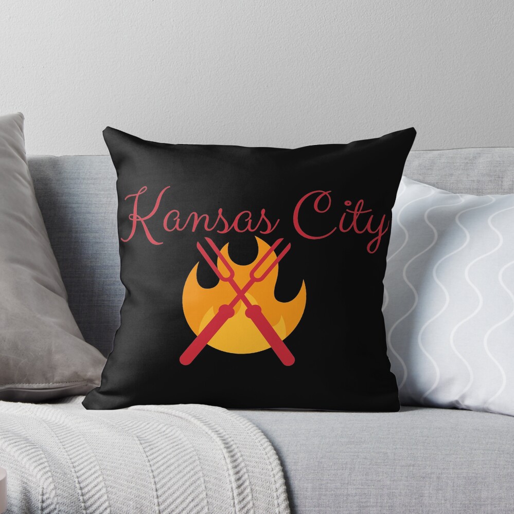 Kansas City BBQ Grill Shirt Sticker Throw Pillow