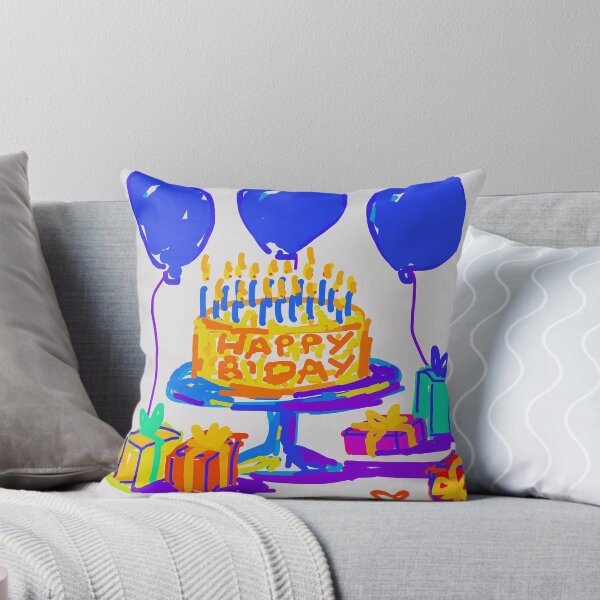 Item preview, Happy Birthday Cake Blue Balloons  designed and sold by MilkAnna.
