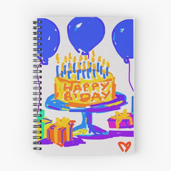Item preview, Happy Birthday Cake Blue Balloons  designed and sold by MilkAnna.